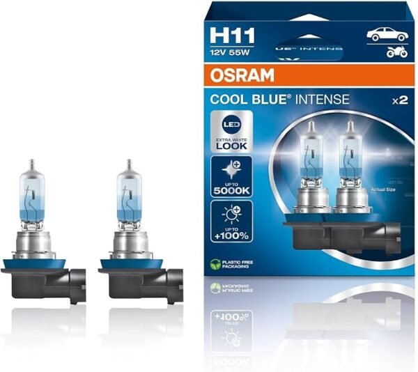 Osram COOL BLUE INTENSE H11, 100% More Brightness Halogen Headlight Lamp (2 Lamps)