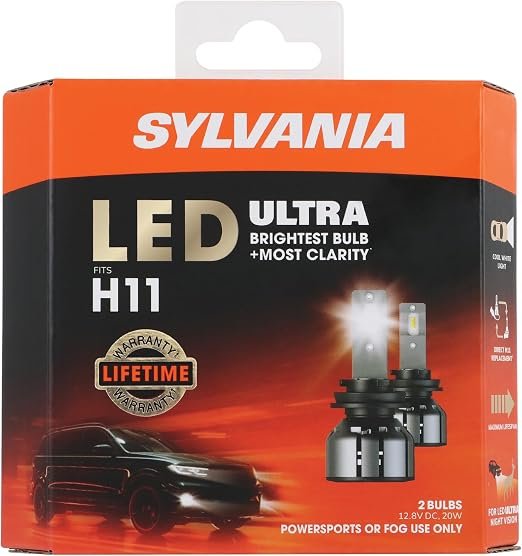 SYLVANIA H11 LED Ultra Headlights for Off Road Powersports & Fog Bulb, 6000K Cool White