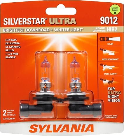 SYLVANIA 9012 SilverStar Ultra Halogen Headlight Bulb, 2 Bulbs