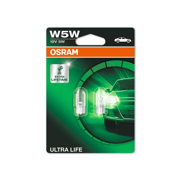 OSRAM ULTRA LIFE, W5W, Double Blister (2 Lamps), White