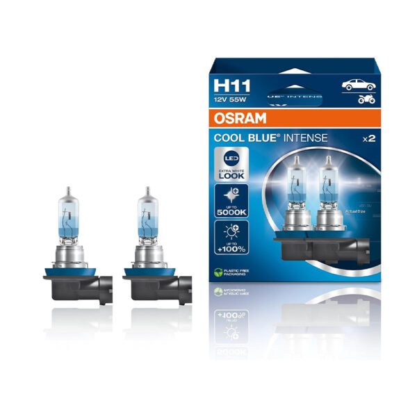 Osram COOL BLUE INTENSE H11, 100% More Brightness Halogen Headlight Lamp (2 Lamps)