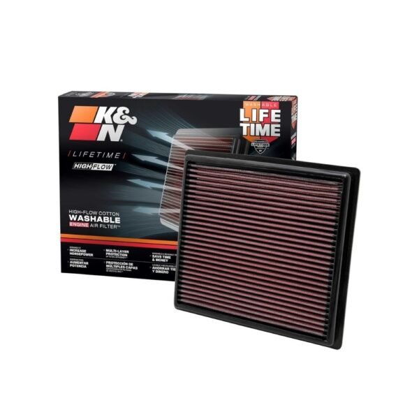 K&N High-Flow Original Lifetime Engine Air Filter, Premium Washable (33-2443)